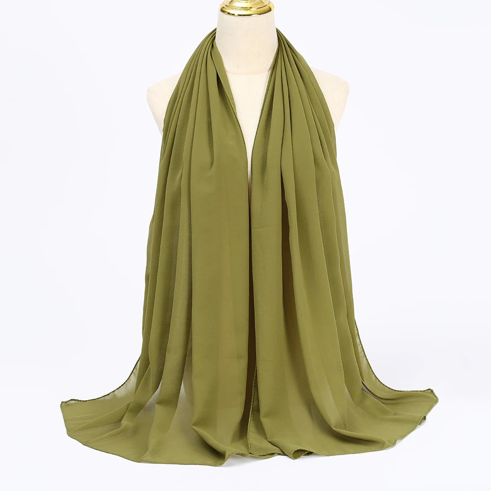 Muslim Chiffon hijab Scarf Long Solid Color Head Wrap Women's Hijabs & Scarves Jersey Hijab Veil