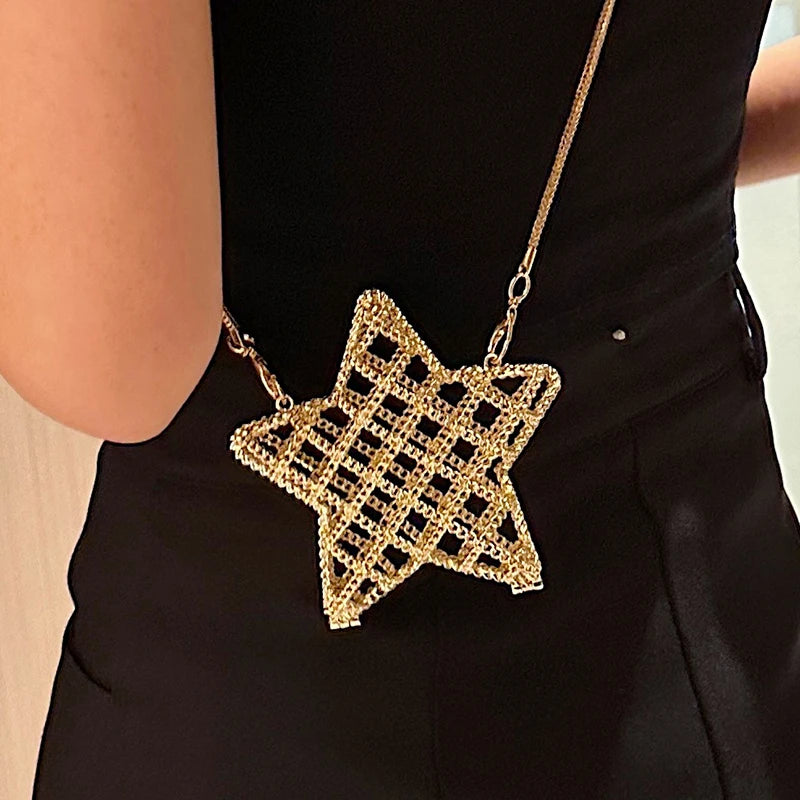 Fashion Metal Mouth Red Bag for Women High Quality Gold Shoulder Bags Designer Hollow Out Crossbody Bag Cute Dinner Bag - Hiron Store