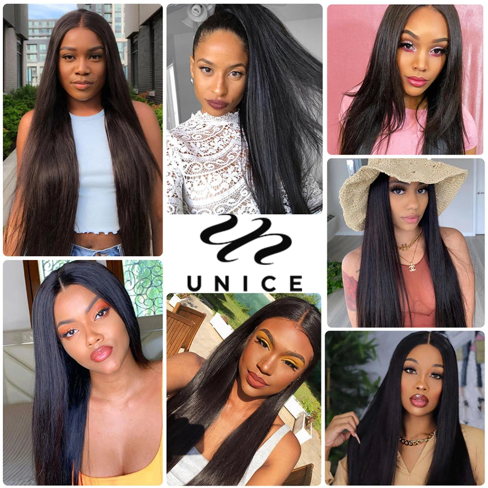 UNICE HAIR 30 Inch Brazilian Bone Straight Hair Bundles 100% Human Hair Weave Straight Virgin Hair 1/3/4 Bundles