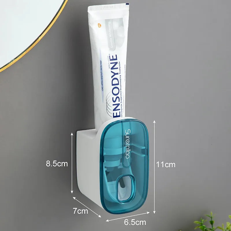 1 PCS Automatic Toothpaste Dispenser Bathroom Accessories Wall Mount Lazy Toothpaste Squeezer Toothbrush Holder - Hiron Store