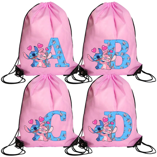 Stitch Disney Drawstring Bag Sports Waterproof Backpack Bundle Pocket Bags