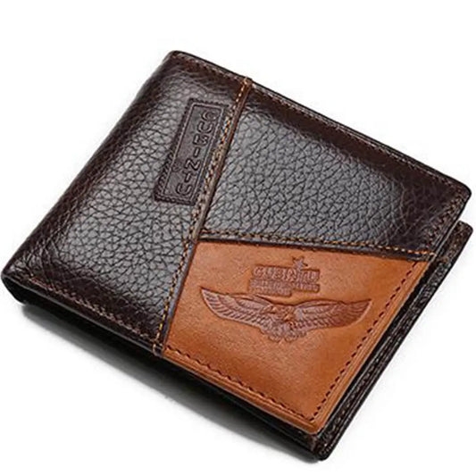 GUBINTU Genuine Leather Men Wallets Coin Pocket Zipper Real Men's Leather Wallet with Coin High Quality Male Purse Eagle cartera - Hiron Store