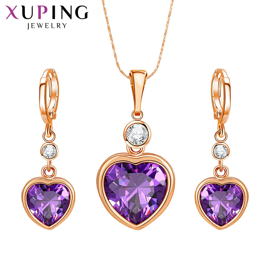 Xuping Jewelry Fashion Charm Love Heart Shaped Style High Quality Women Valentine's Day GiftJewelry Set