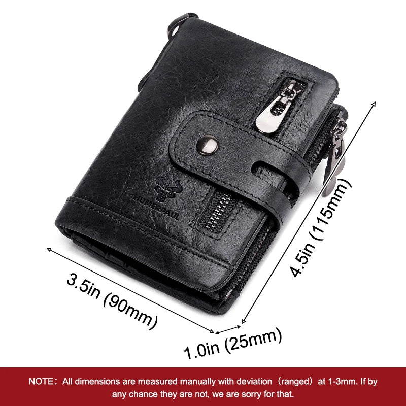 Genuine Cowhide Leather Wallet For Men Short RFID Money Purse