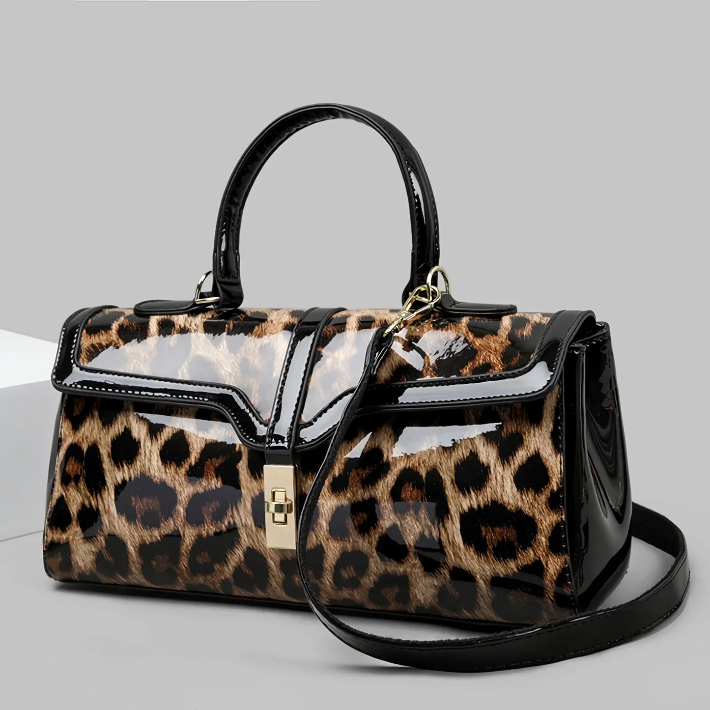 Luxury Leather Handbag Leopard Print Women Shoulder Hand Bags