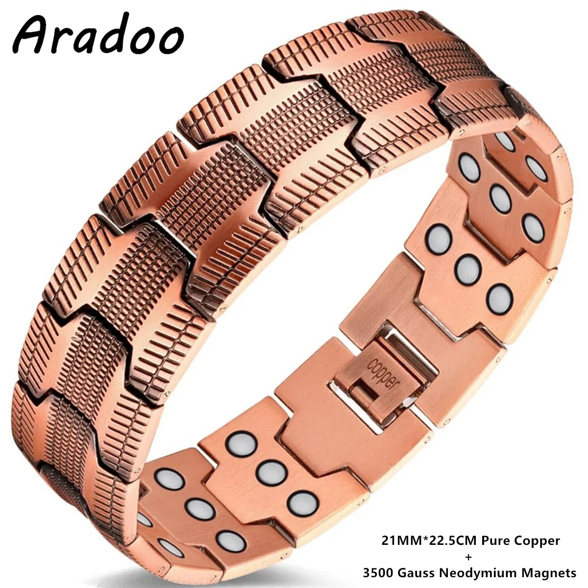 Pure Copper Bracelet for Men Magnetic Vintage Bracelets Wristband Adjustable Jewellery Gift with Sizing Tool