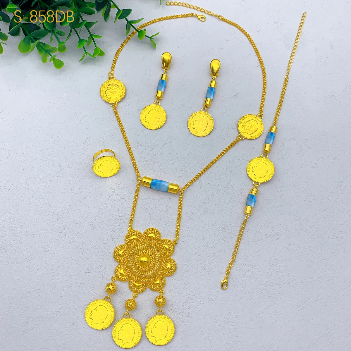 Coin Gold Plated Necklace Sets For Women Wedding Dubai African Jewelry Set Indian Jewellery