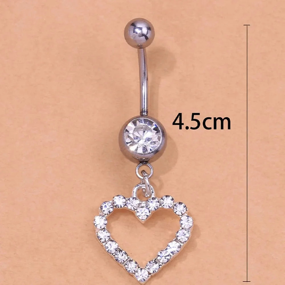 Heart Belly Button Nails Body Piercing Jewellery Sexy Crystal Belly Button Ring