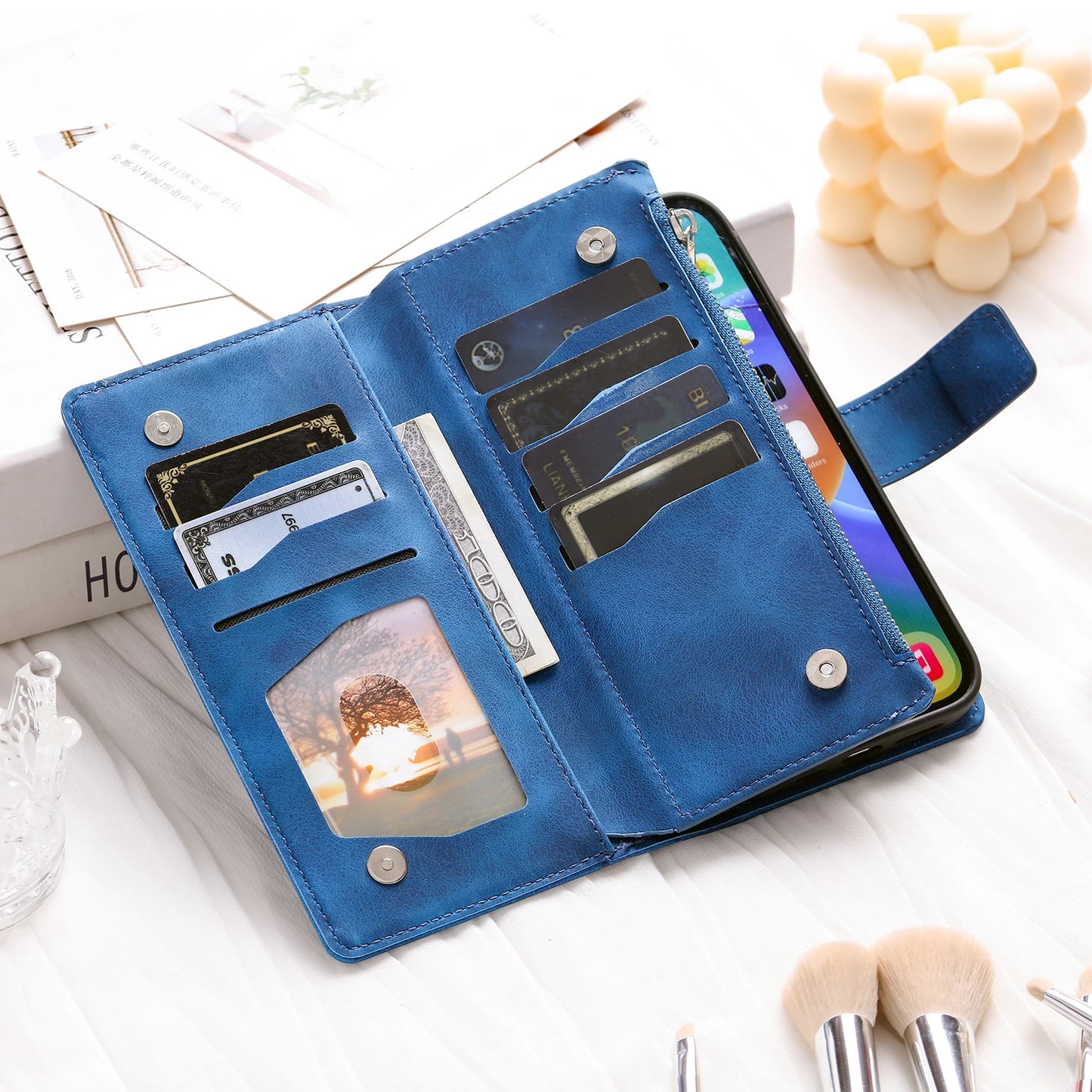 Leather Flip Case For Samsung Galaxy S25 S23 S24 Ultra S22 S21 Plus S20 FE S10 + Note 20 10 9 8 Card Wallet Embossing Phone Bag