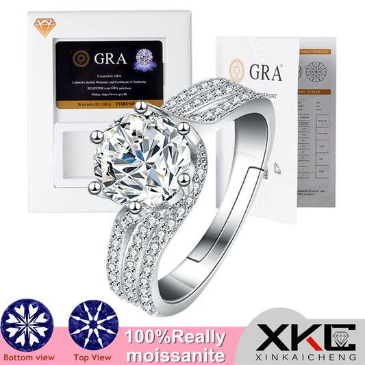 GRA moissanite ring, two-carat Deluxe Crown, full of diamonds, set with lady jewelry, ring accessories - Hiron Store