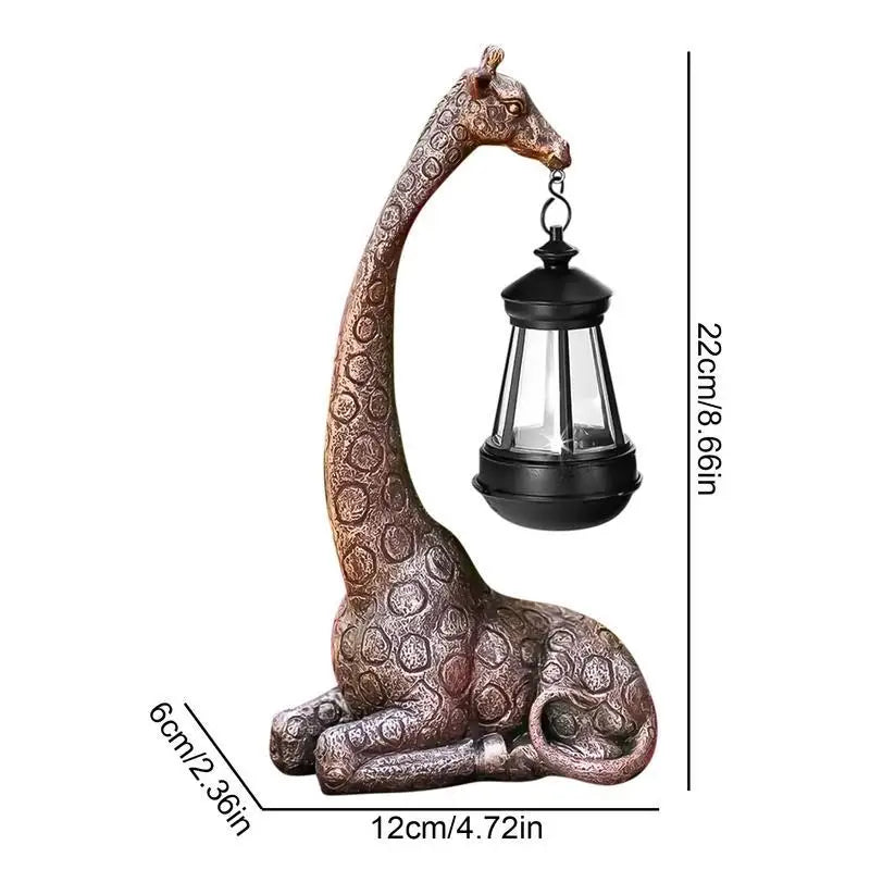 Giraffe Solar Light Garden  Figurine Lantern Giraffe Sculpture Animal Resin Statue Backyard Art Craft Ornament