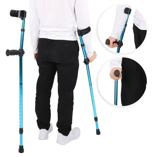 Adjustable Telescopic Underarm Cane Crutch Crutches Aluminium Alloy for Disabled Seniors Elderly Portable Folding Walking Stick