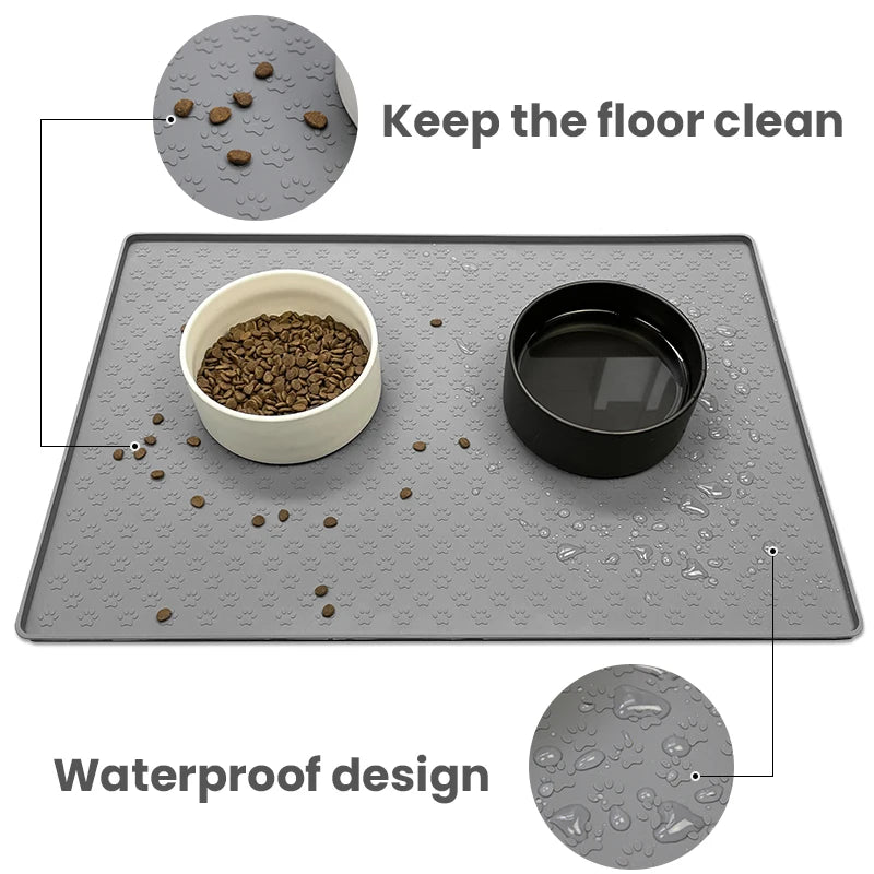 Pet Placemat Dog Food bowl Mat Cat Feed Mat Cat Dog Drinking Feeding Placemat Silicone Waterproof Pet Bowl Pad Feeder Mats - Hiron Store