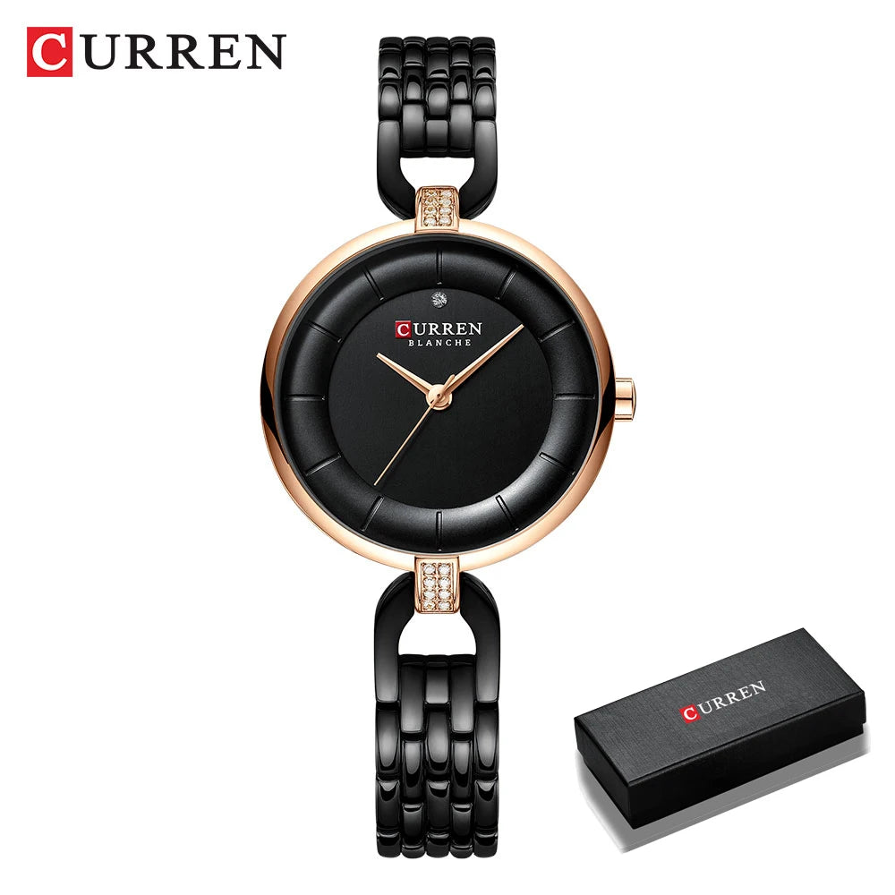 Luxury Brand CURREN Simple Casual Quartz Watches Women Silver Dress Wristwatch Watch with Stainless Steel