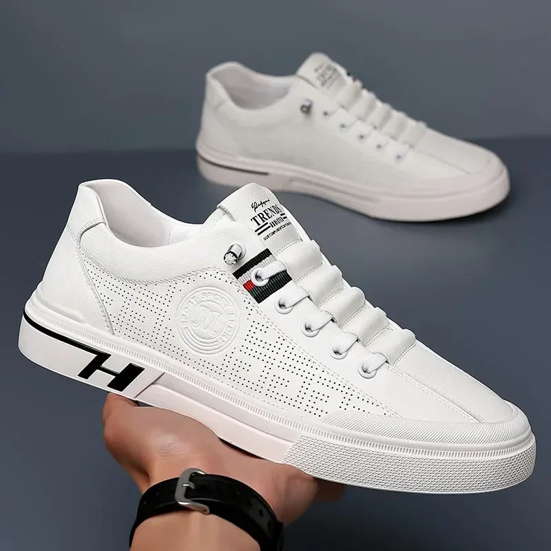 Designer Sneakers Trend Sports Shoes for Men White Breathable Slip on Men Casual Leather Shoes