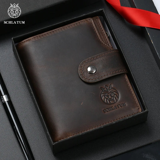 Genuine Leather Men Business Wallet RFID Men Card Id Holder Coin Purse Travel Wallet