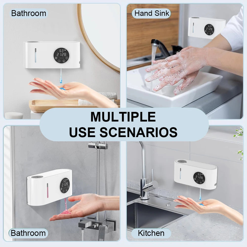 Automatic Hand Wash Liquid Foam Soap Dispenser Wall-mounted Touchless Sensor with LED Screen 500ML