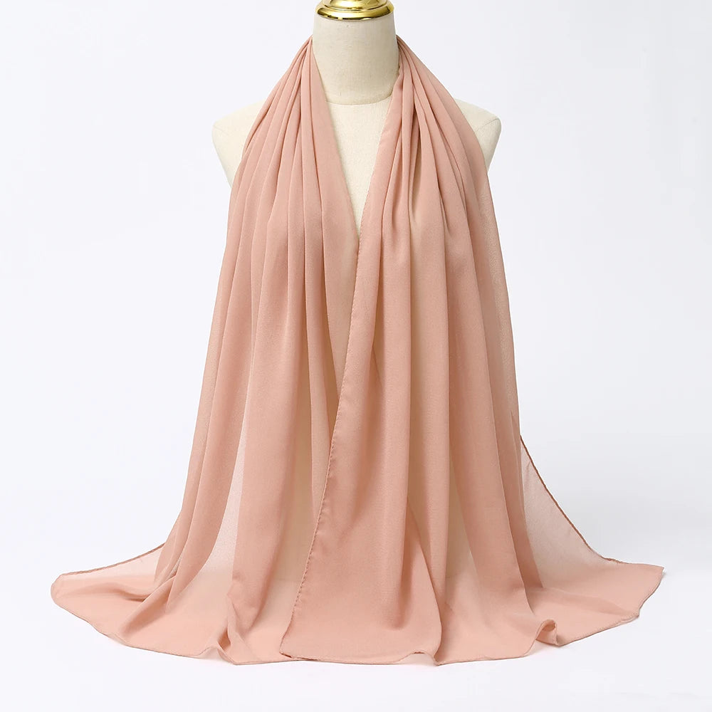 Muslim Chiffon hijab Scarf Long Solid Color Head Wrap Women's Hijabs & Scarves Jersey Hijab Veil