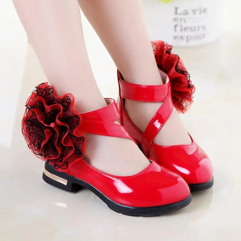 Kids Shoes Girls High Heel Princess Flower Children Shoes