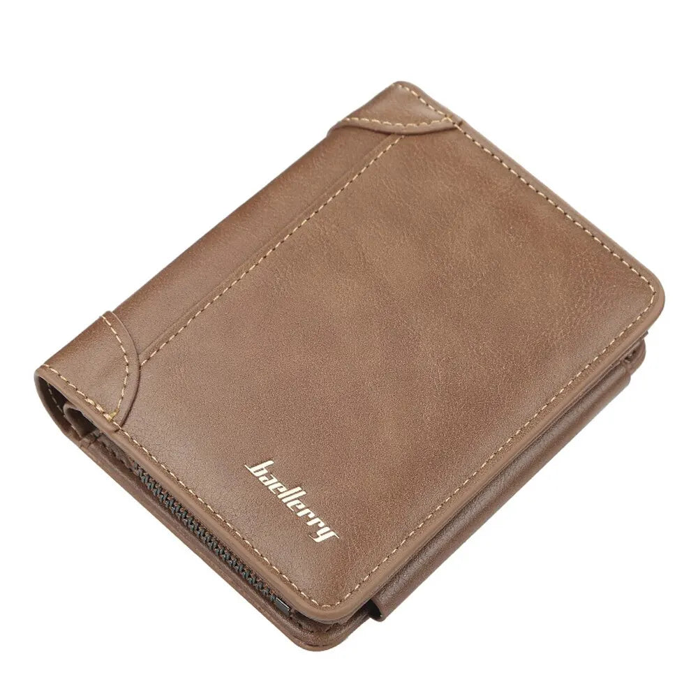 New PU Leather Men Wallets High Quality Zipper Short Desigh Card Holder Male Purse Vintage Coin Holder Men Wallets - Hiron Store