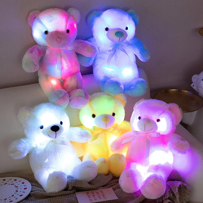 Colorful Glowing Bear Plush Toy Luminous Creative Light Up LED Teddy Bear Xmas Gift Kids