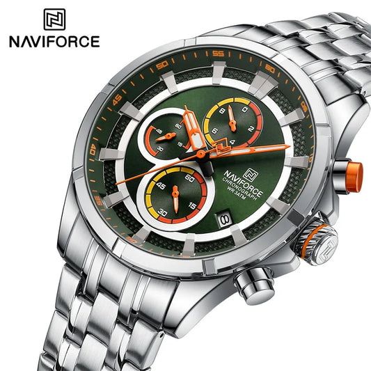 NAVIFORCE Luxury Brand Watch for Men Stainless Steel Strap Chronograph Clock