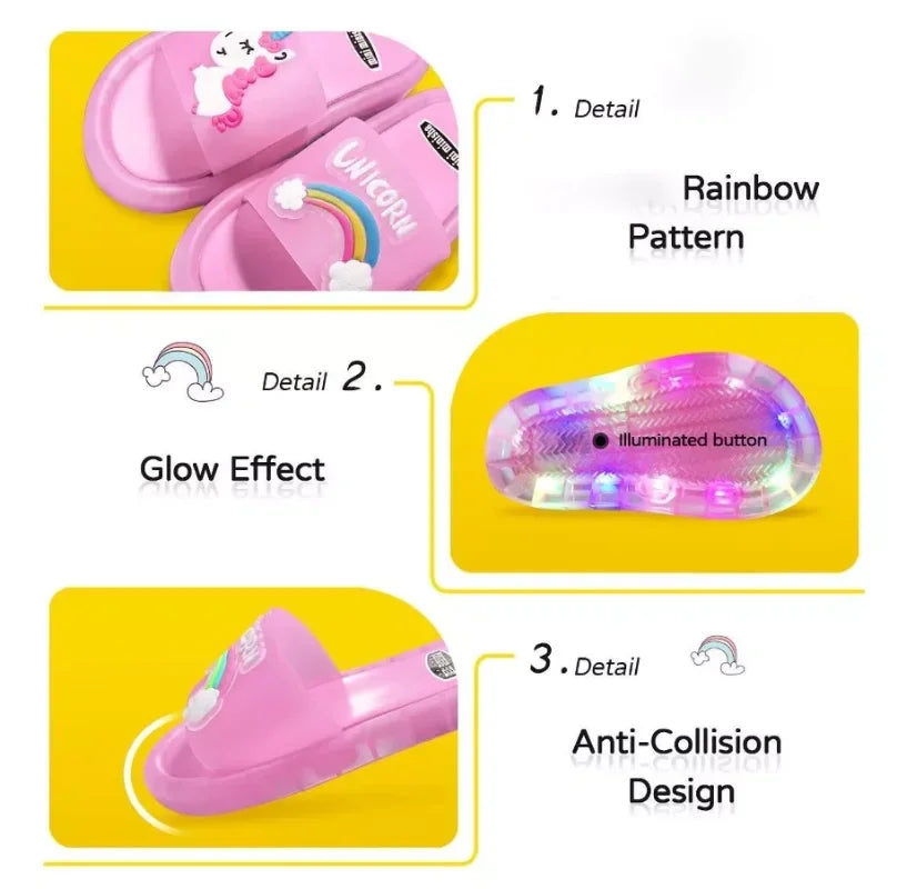 Children‘s Boys Girls Slippers Cartoon Unicorn Animals Prints Bathroom shoes