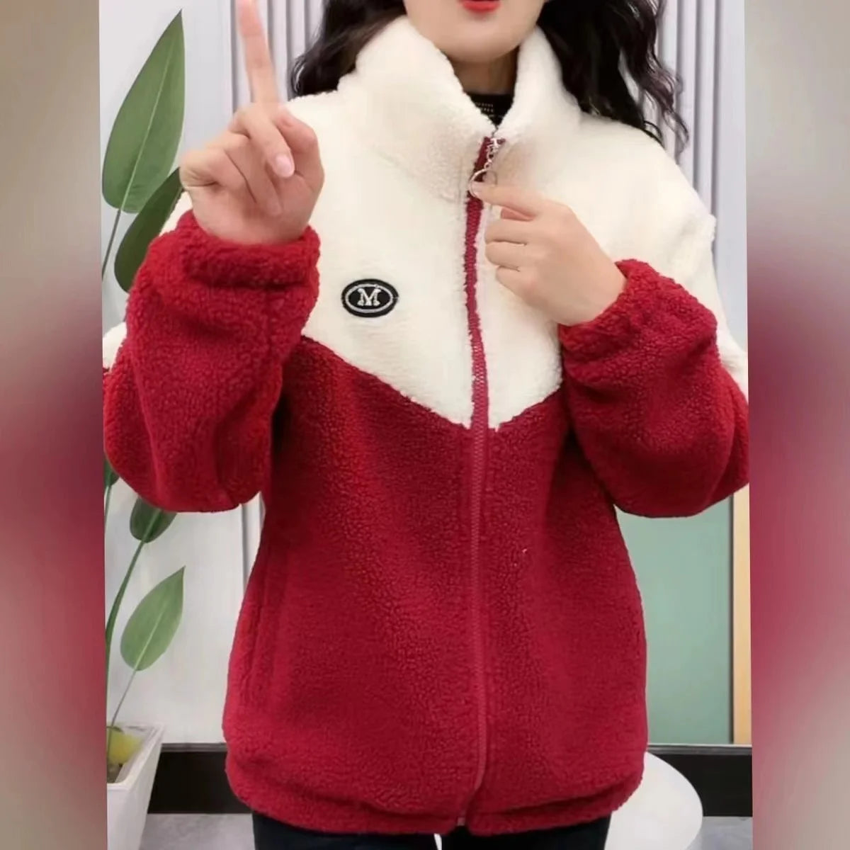 Women's Jacket Coloured Lamb Fleece Cotton Coat Winter Ladies Thickened Warm Autumn Top quilted coat