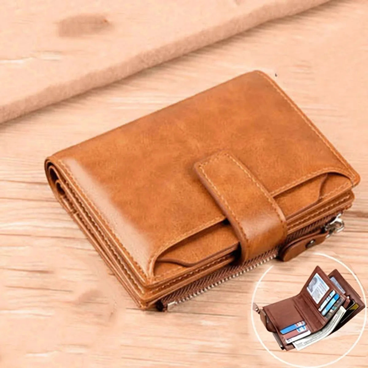 Men's Coin Purse Wallet RFID Blocking Man PU Leather Wallet Zipper Business Card Holder Money Bag