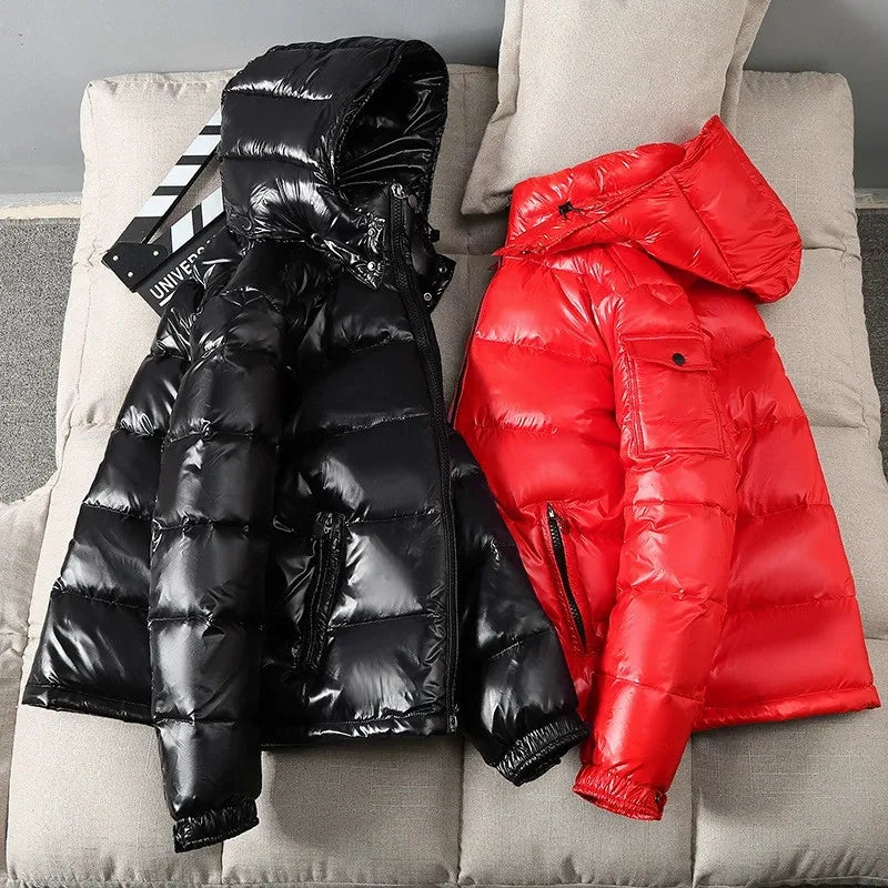 2027 New Fashion Waterproof  Jackets, Men's Cotton Padded Warm , High Quality Glossy Couple Winter, Coats Red Thick Outerwear