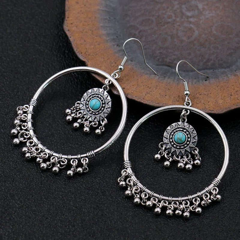 Dangle Earrings Big Round Hoop Geometric Earrings