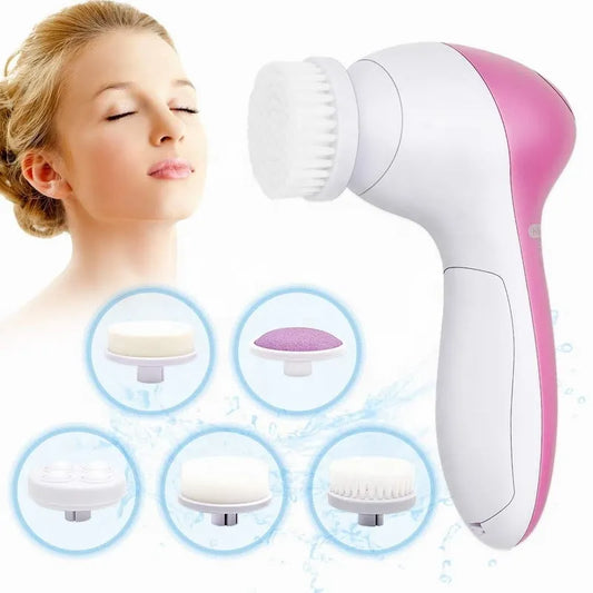 Electric Facial Cleaner 5 IN 1 Face Cleansing Brush Wash Machine Spa Skin Care Massager Blackhead Cleaning Facial Cleanser Tools - Hiron Store