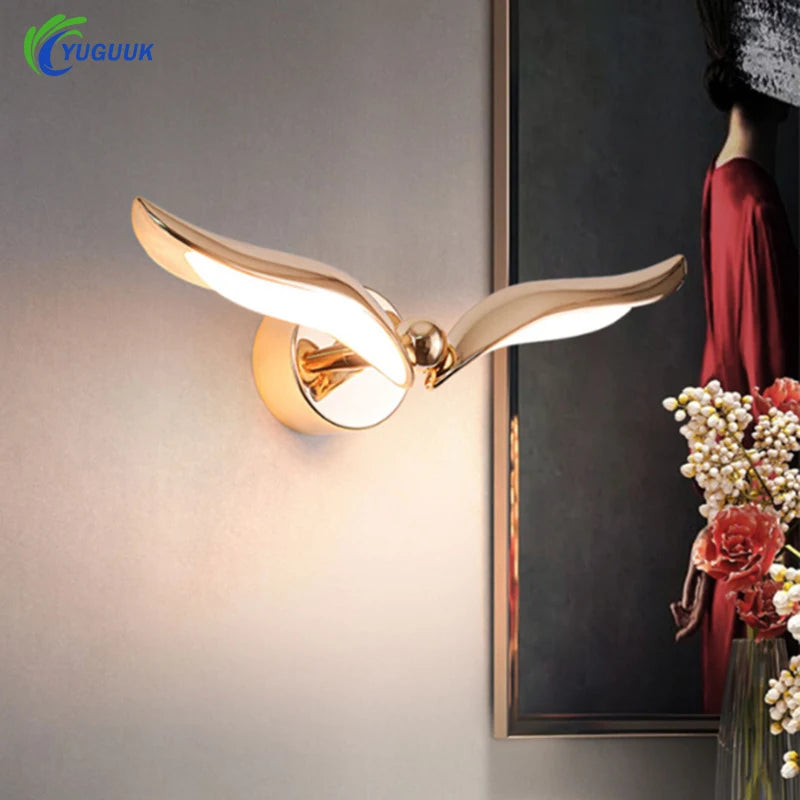 Nordic Led Wall Lamp Mirror Light Indoor Lighting For Bedroom Decor Wings can rotate Mirrors Vanity Bedside Sconce