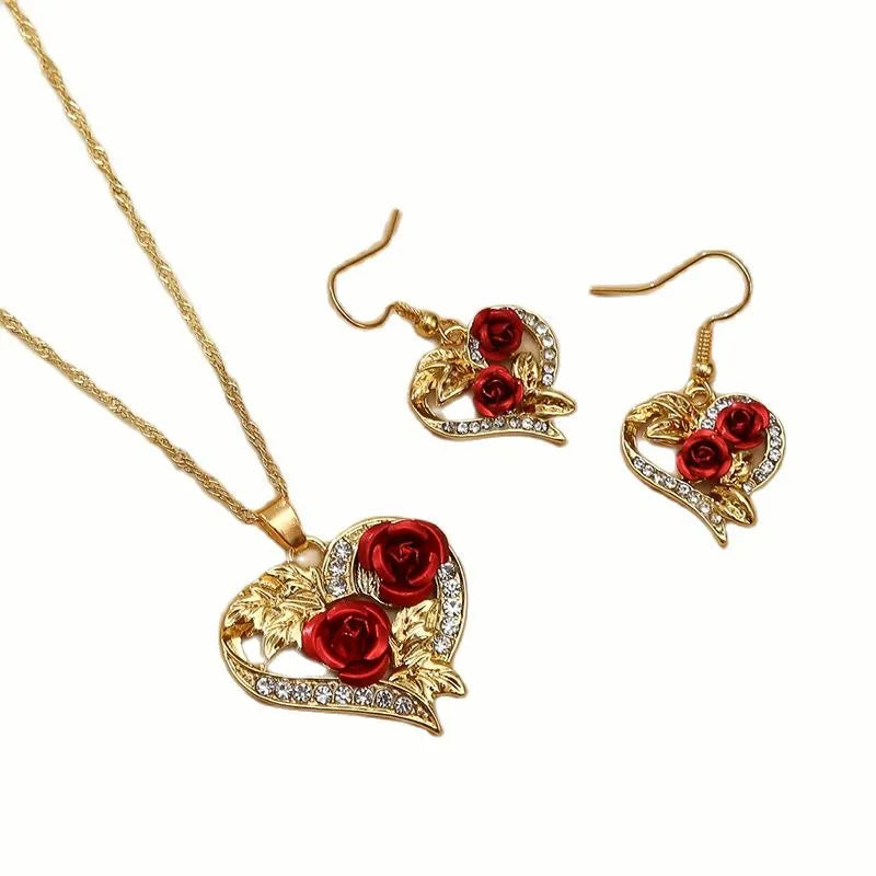 Obega Creative Love Rose Heart Pendant Necklace For Women Exquisite Zircon Forever Necklace Romantic Valentine's Day Jewelry - Hiron Store