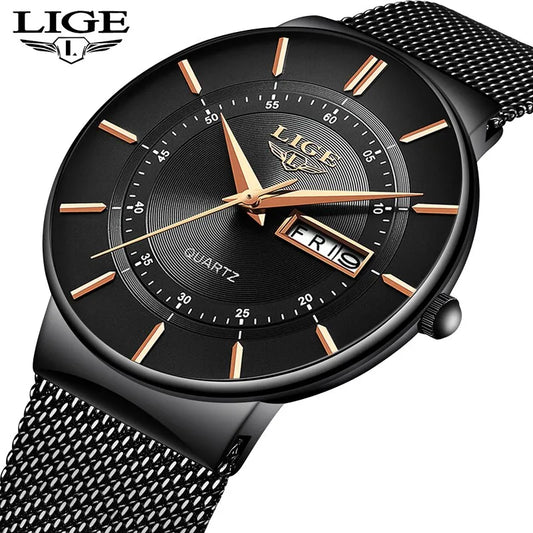 Luxury Watches Waterproof Ultra Thin Date Clock Steel Strap Casual Quartz Watch