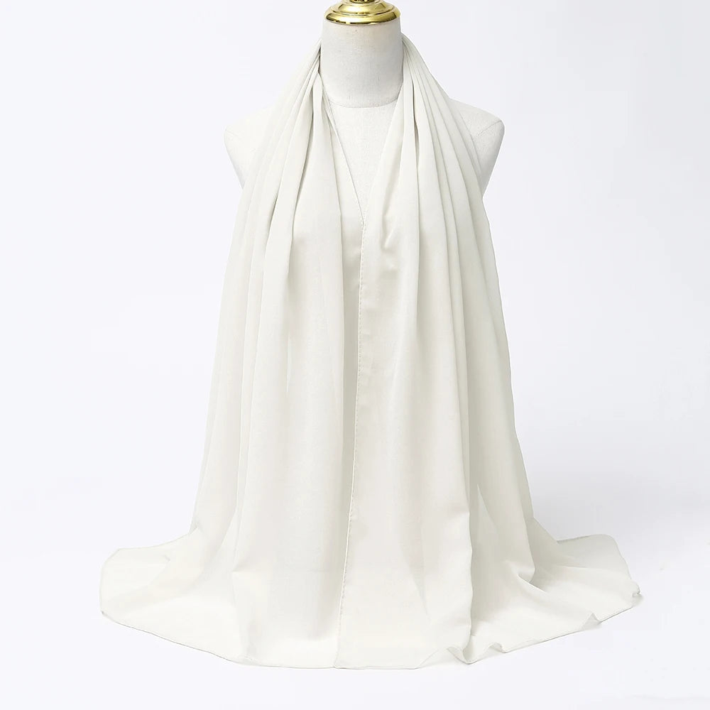 Muslim Chiffon hijab Scarf Long Solid Color Head Wrap Women's Hijabs & Scarves Jersey Hijab Veil
