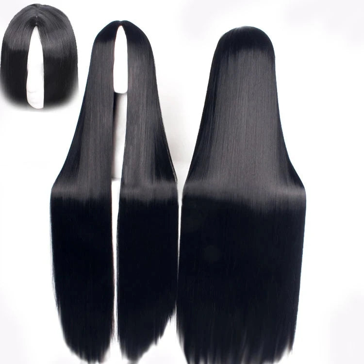 Anime Basic Long Straight black wigs for Women Universal Cartoon Cosplay Wig white black Central Parting Wigs