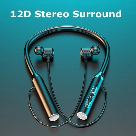 Wireless Headphones Bluetooth 5.0 Neckband Earphones Silicone Hifi 9D Stereo Sports Headset Halter Waterproof Magnetic Earbuds - Hiron Store