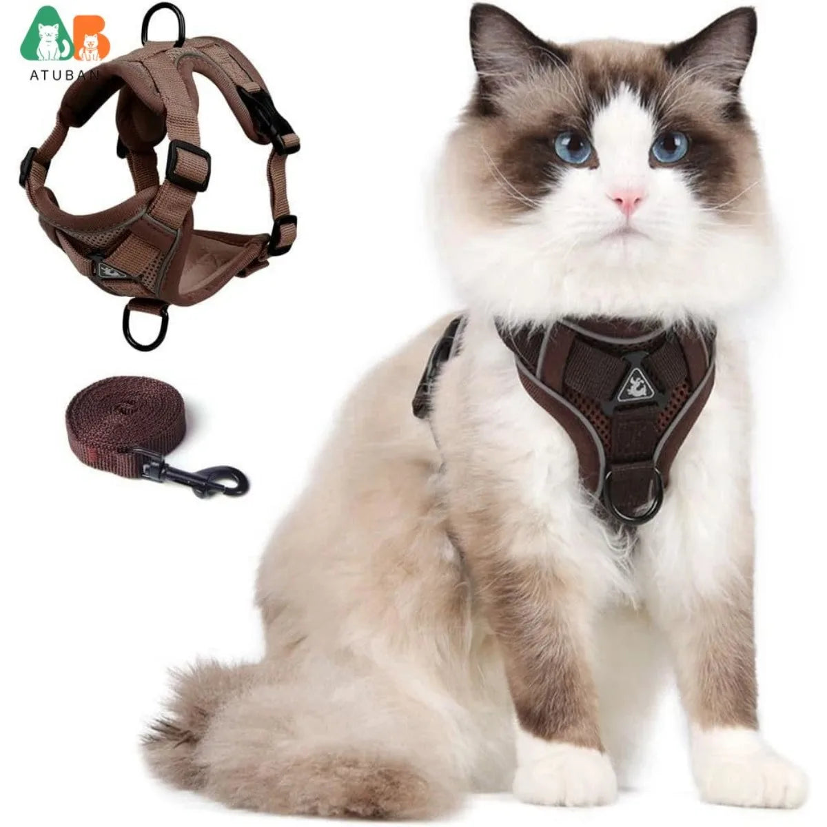 Cat and Leash Set for Small to Large Adjustable Cats Vest Harness Reflective Trim Universal Cat Leash