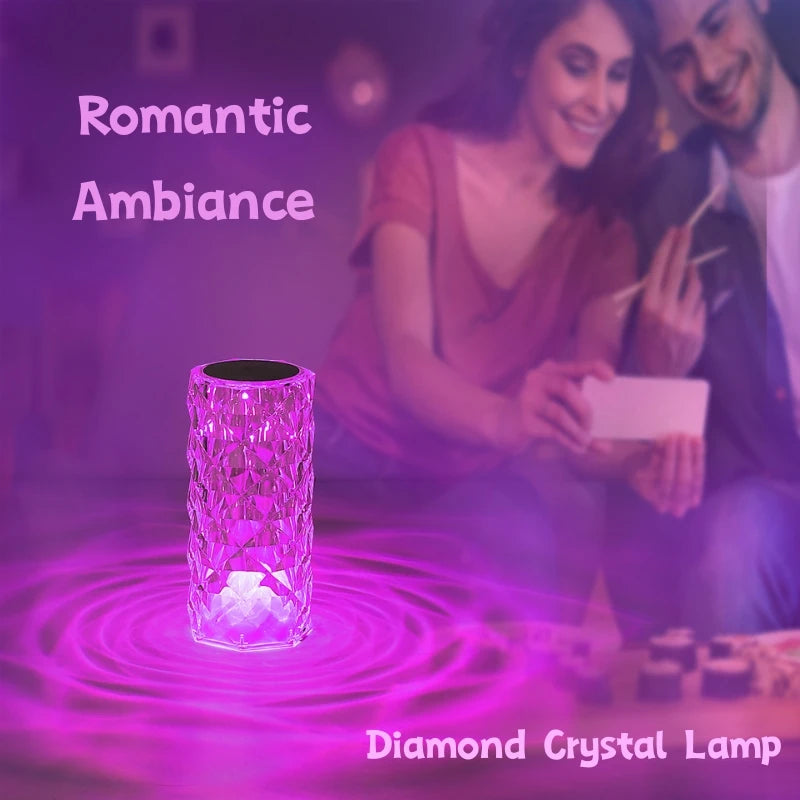 3/16 Colour LED Crystal Table Lamp Rechargeable Touch Rose Romantic Night Lamp home Bar Decoration