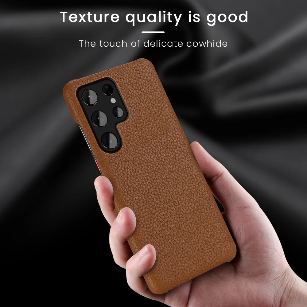 LANGSIDI Genuine Leather Phone Case For Samsung Galaxy S 24 S24 S23 Ultra S22 Plus S21Ultra S20Ultra Note 20Ultra Luxury Cover