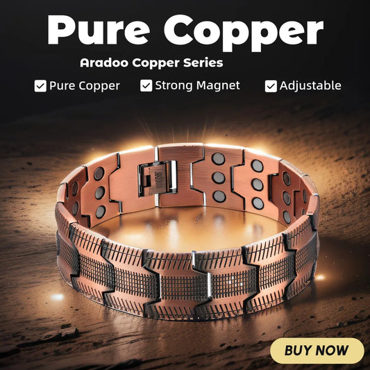 Men's Pure Copper Bracelet 3500 Gauss 3X Strength Magnetic Therapy Link Bracelets