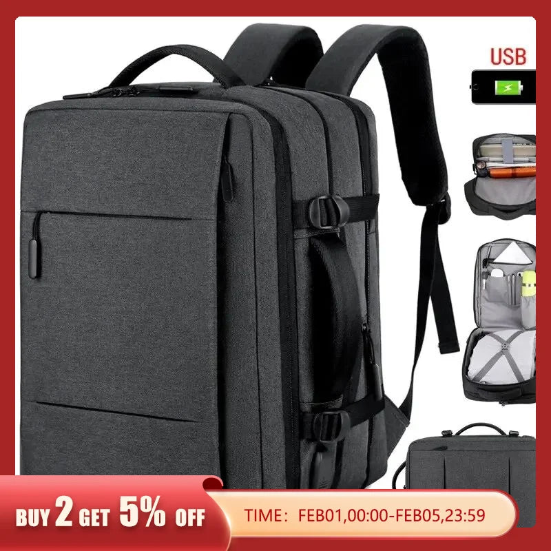 Classic Travel Backpack Men Business Backpack School Expandable USB Bag Large Capacity Laptop Waterproof Fashion Backpack - Hiron Store