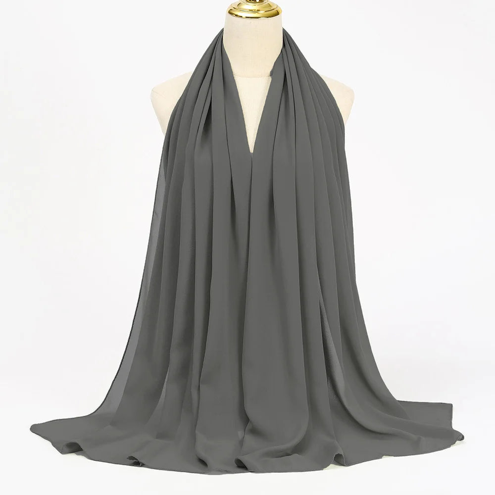 Muslim Chiffon hijab Scarf Long Solid Color Head Wrap Women's Hijabs & Scarves Jersey Hijab Veil
