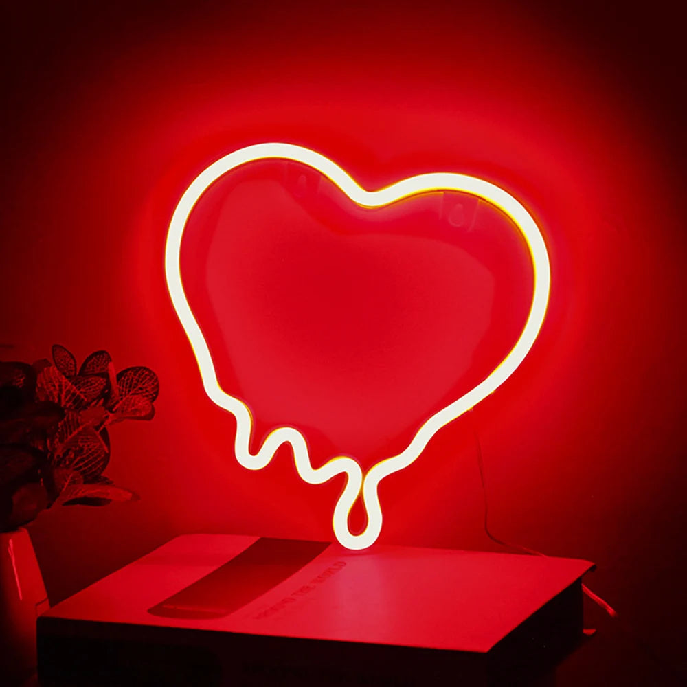 USB/Battery LED Neon Lights Sign for Wall Art Decor Heart Gaming Bar Bedroom Decoration Night Lamp