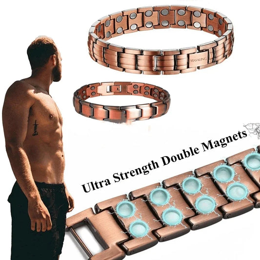 Men Magnetic Health Bracelet Pure Copper Colour Power Energy Bracelets Magnets Bangles