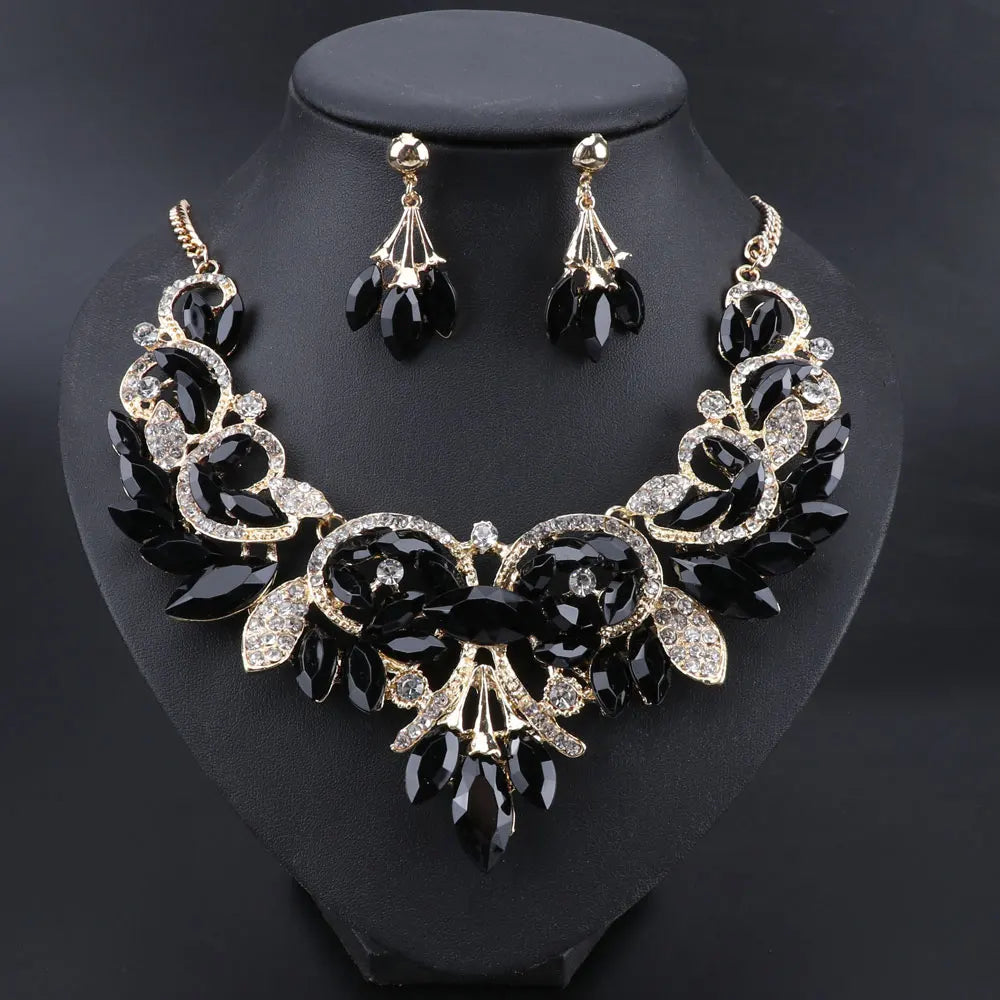 Crystal Bridal Jewelry Sets Costume Accessories Wedding Necklace Earrings Set