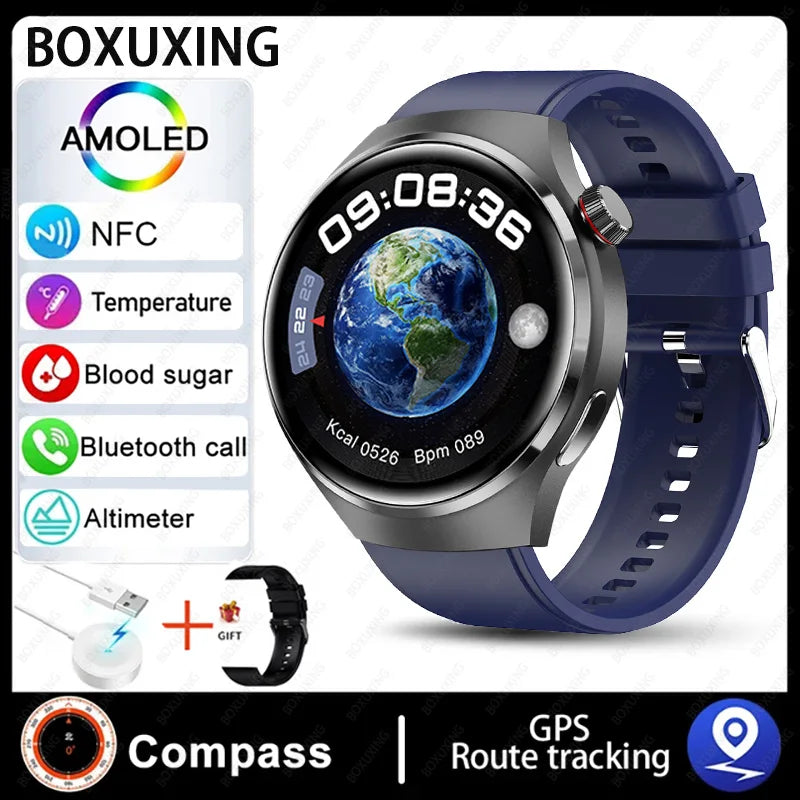 2024 New GPS Smart Watch Men GT4 Pro 360*360 HD Screen Heart rate IP68 Waterproof Blood Sugar Smartwatch BT Call NFC Watch 4 Pro - Hiron Store