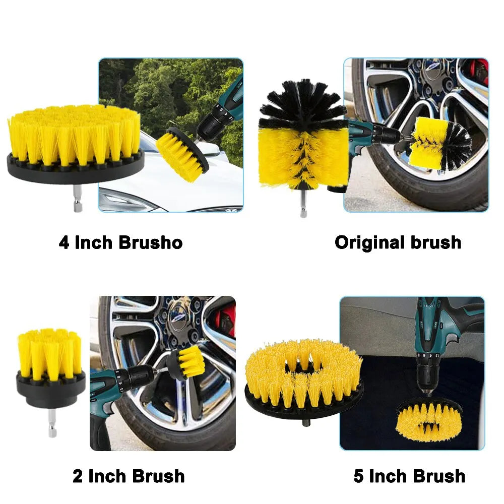 4Pc Electric Drill Brush Kit Cleaning Brush Nylon Scrubber Brush For Carpet Glass Car Tires Bathroom Toilet Cleanings Tools Floor