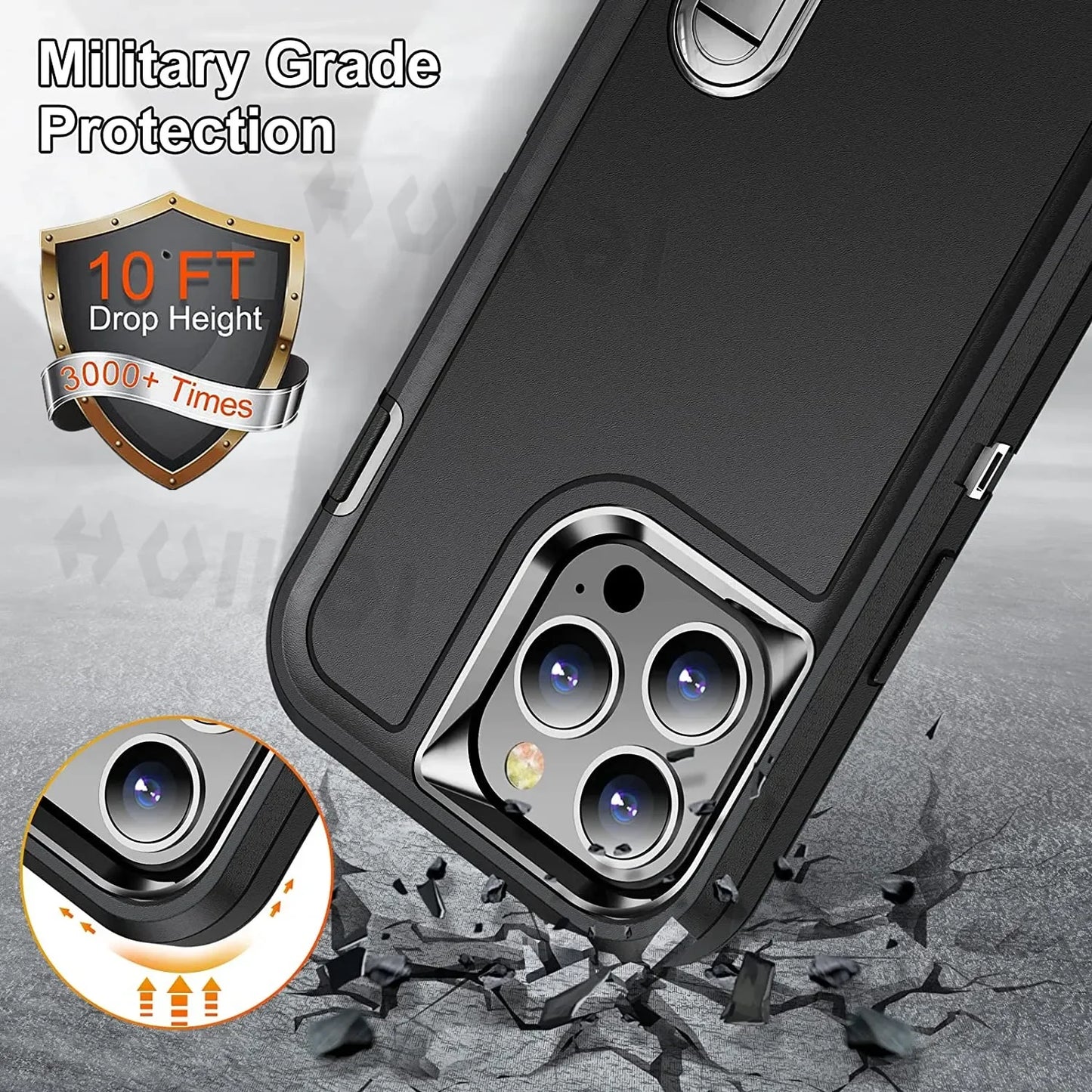 Case For iPhone 16 Pro Max 16 15 Pro Max 14 Plus 13 12 11 Heavy Duty Shock Full Body Protective Silicone Rubber Case